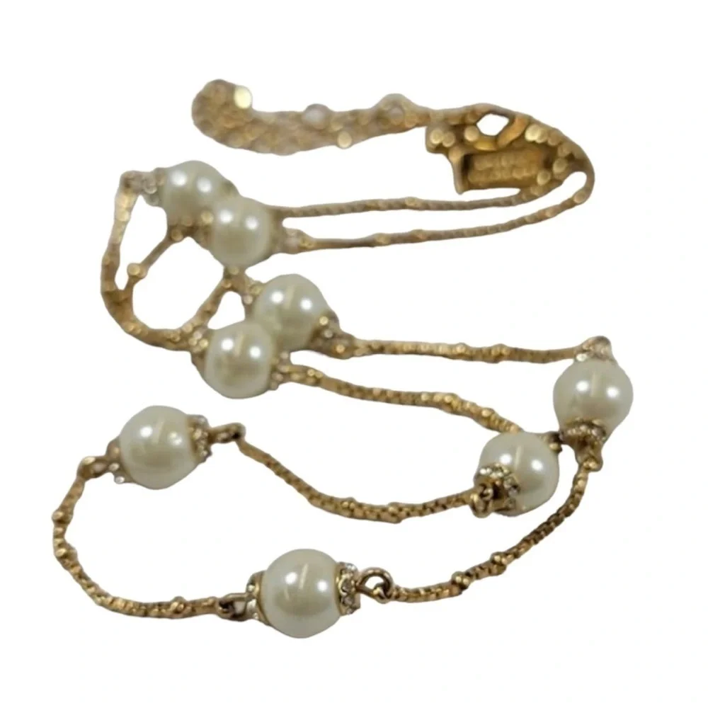 Kate Spade ♠️ Faux Pearl and Rhinestone Gold Tone Necklace